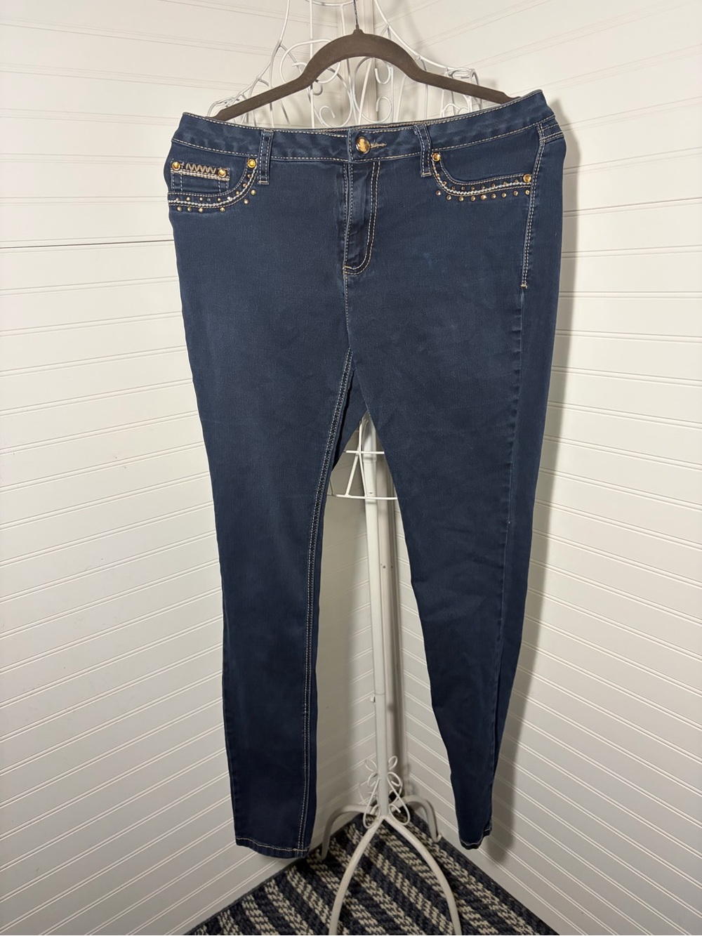 Cato Preiumum Dark Blue Skinny Jeans with Gold Stud Details